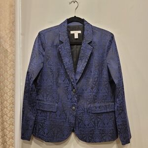 Sz Medium (Chico's Size 1) Chico's Blue/Black Brocade Blazer